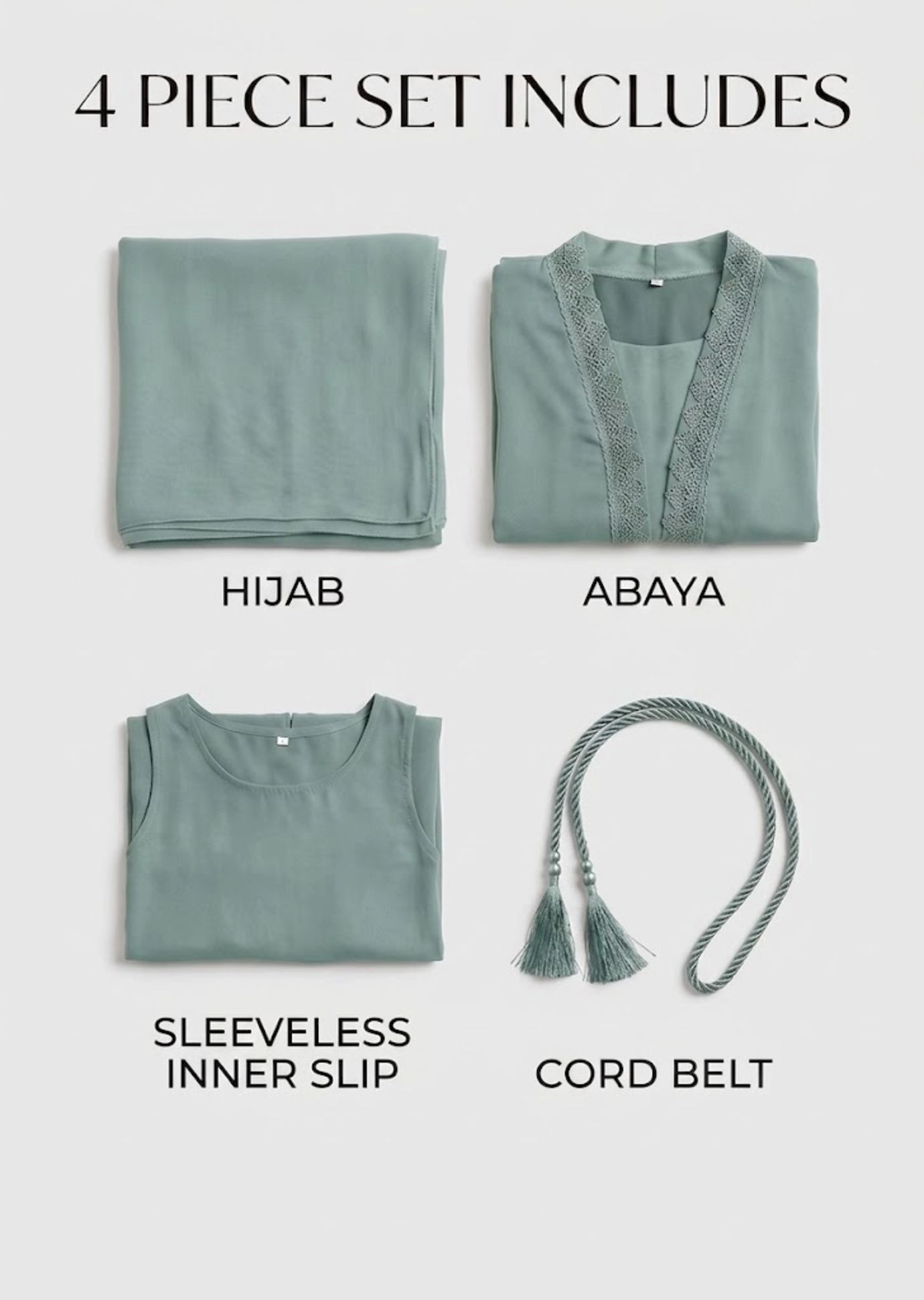 Zaina Lace Open Abaya - Mint Green