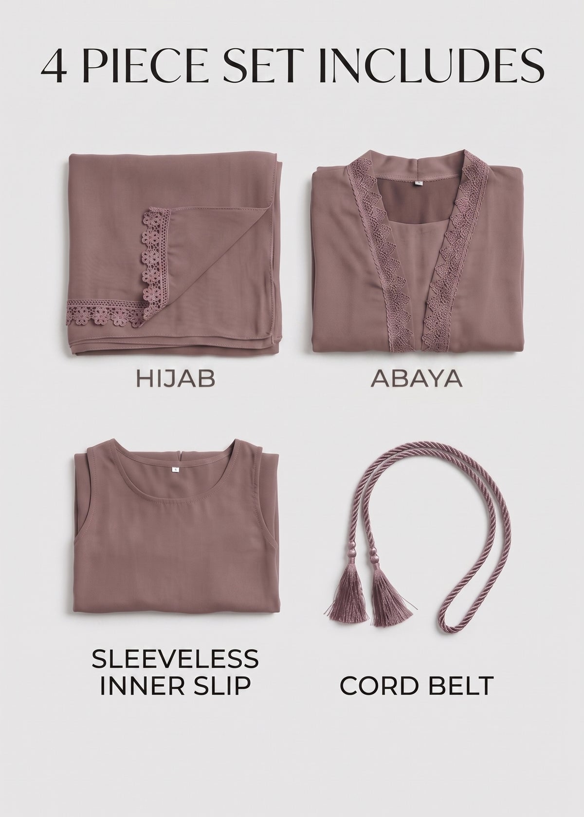 Zaina Lace Open Abaya - Brown