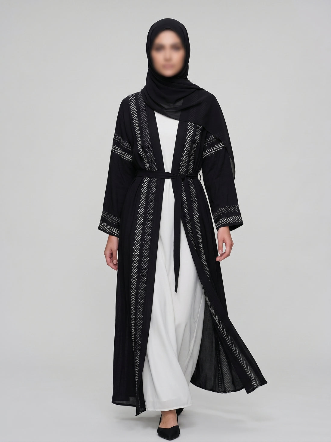 Reem Open Cotton Abaya - Black