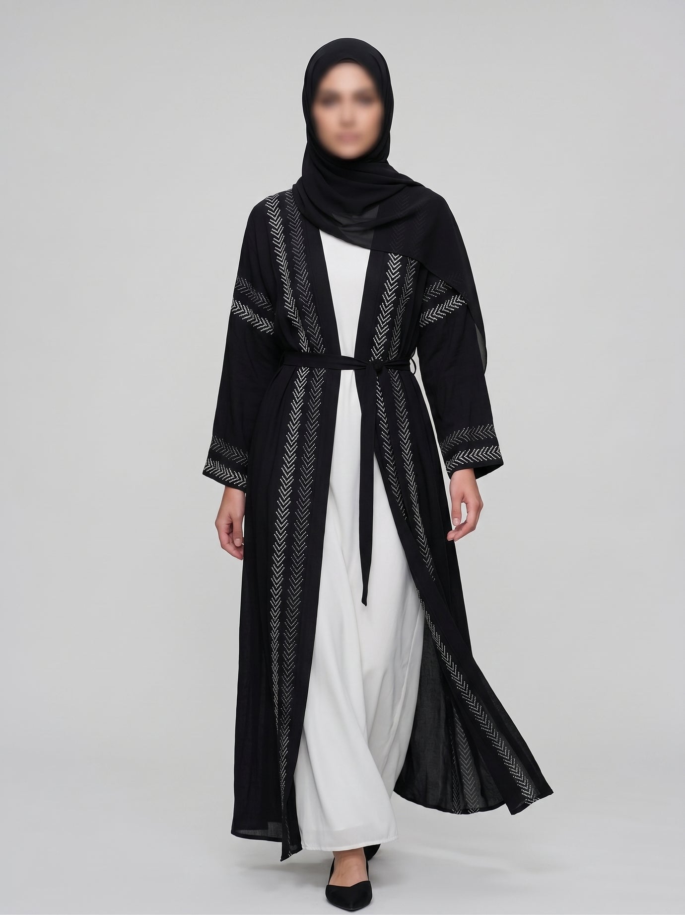 Reem Open Cotton Abaya - Black