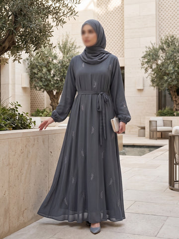 Zahra Modest Abaya Dress - Grey