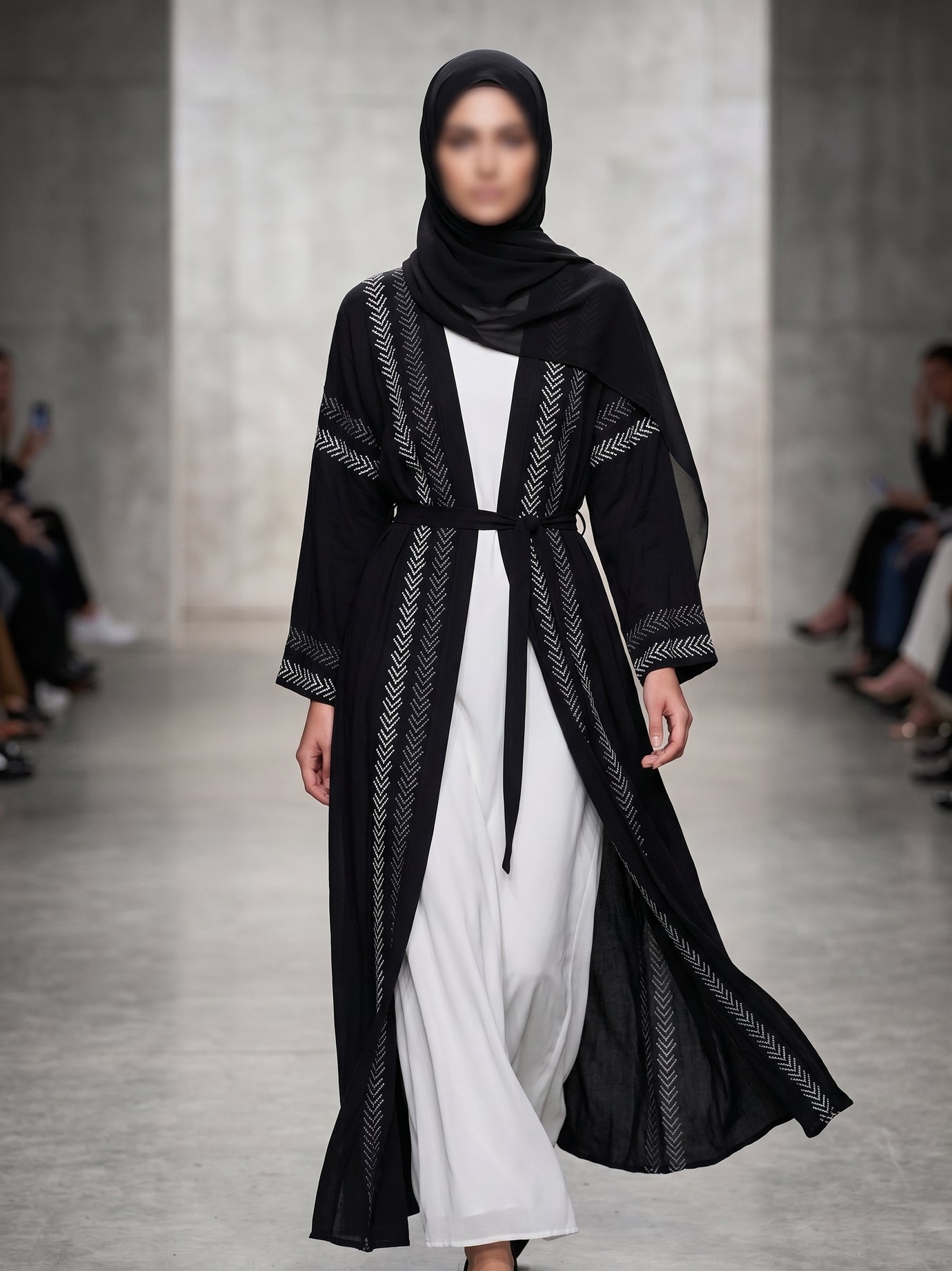Reem Open Cotton Abaya - Black