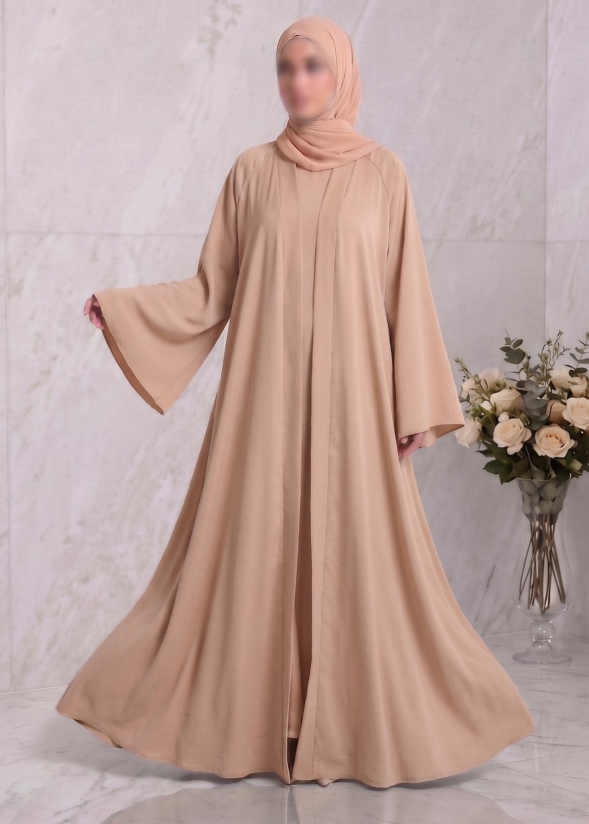 Malaika Open Abaya - Sand