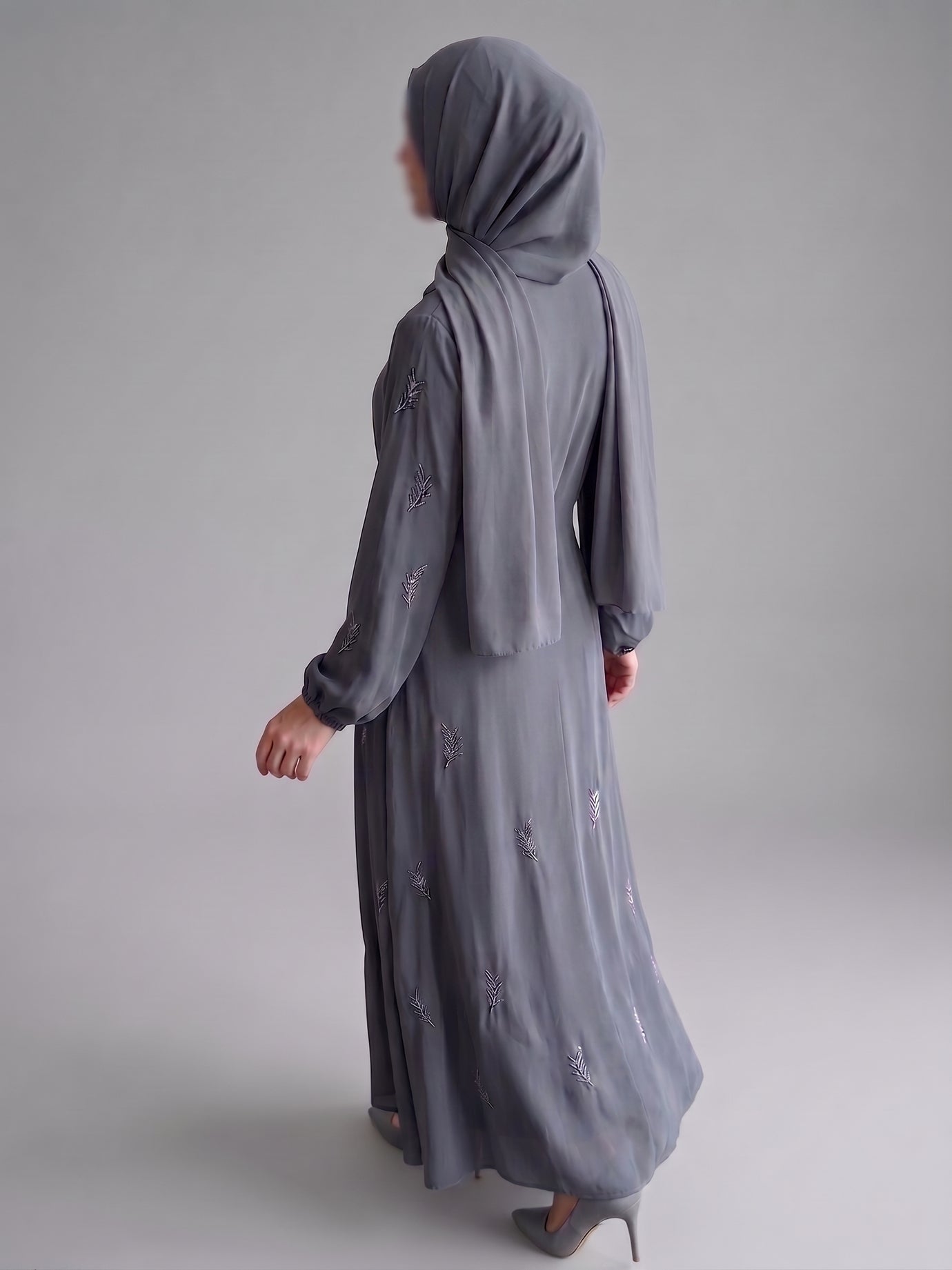 Zahra Modest Abaya Dress - Grey