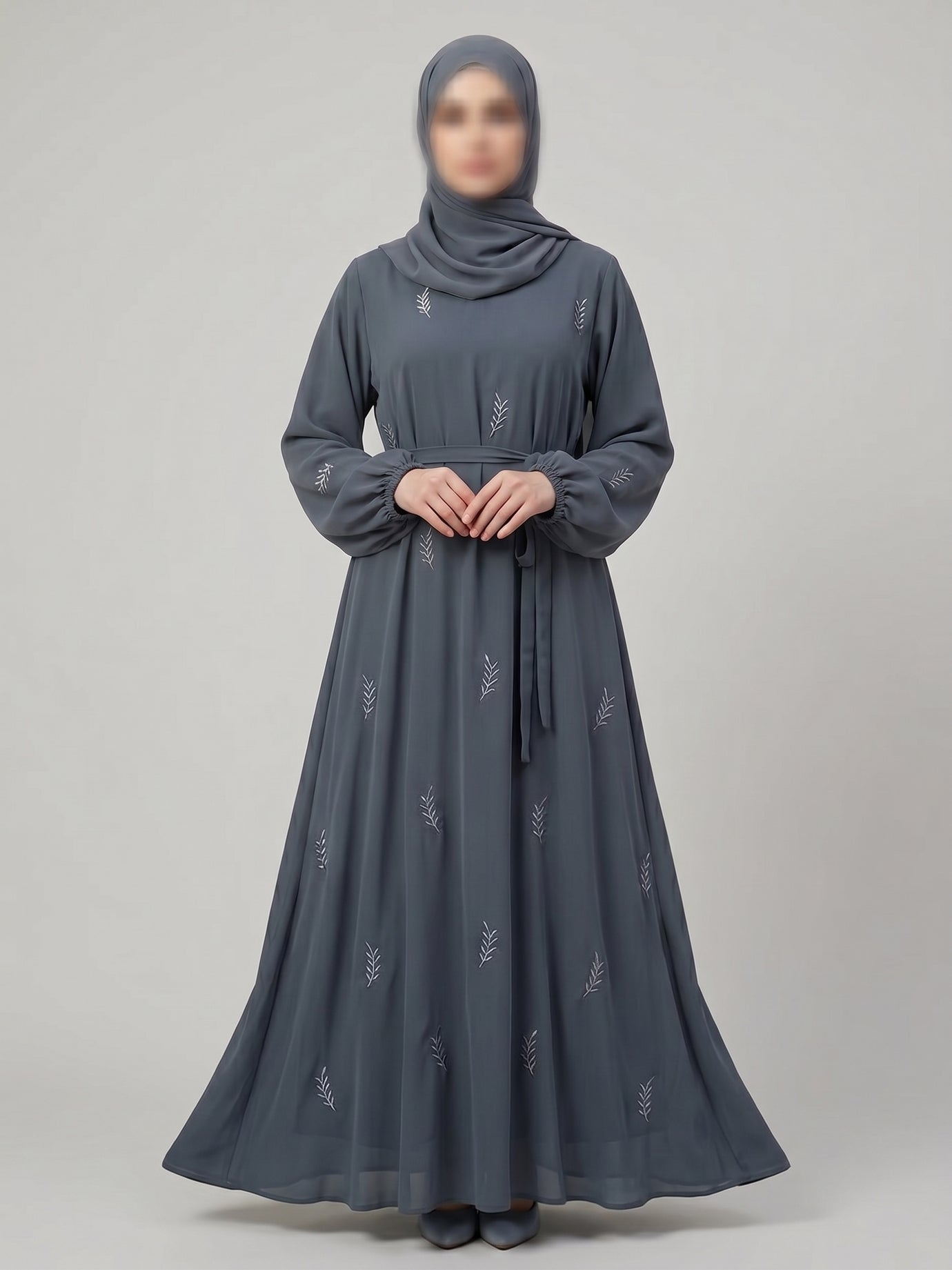 Zahra Modest Abaya Dress - Grey