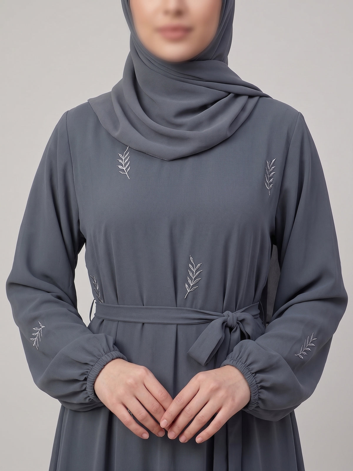 Zahra Modest Abaya Dress - Grey