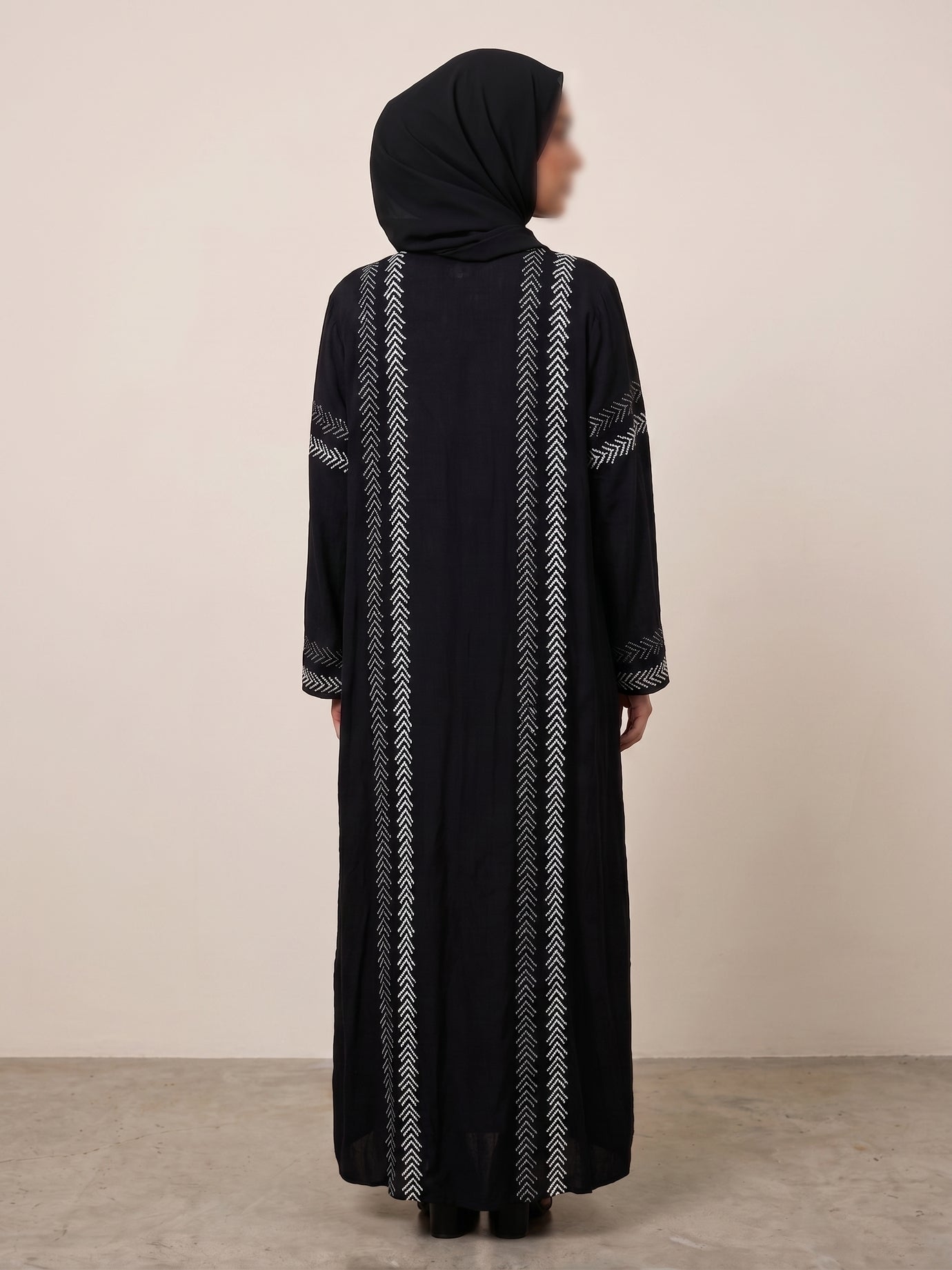 Reem Open Cotton Abaya - Black
