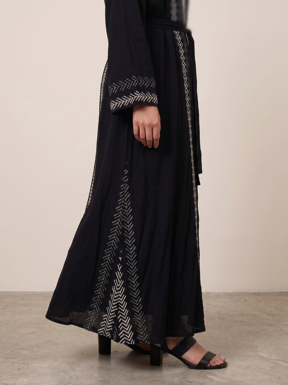 Reem Open Cotton Abaya - Black