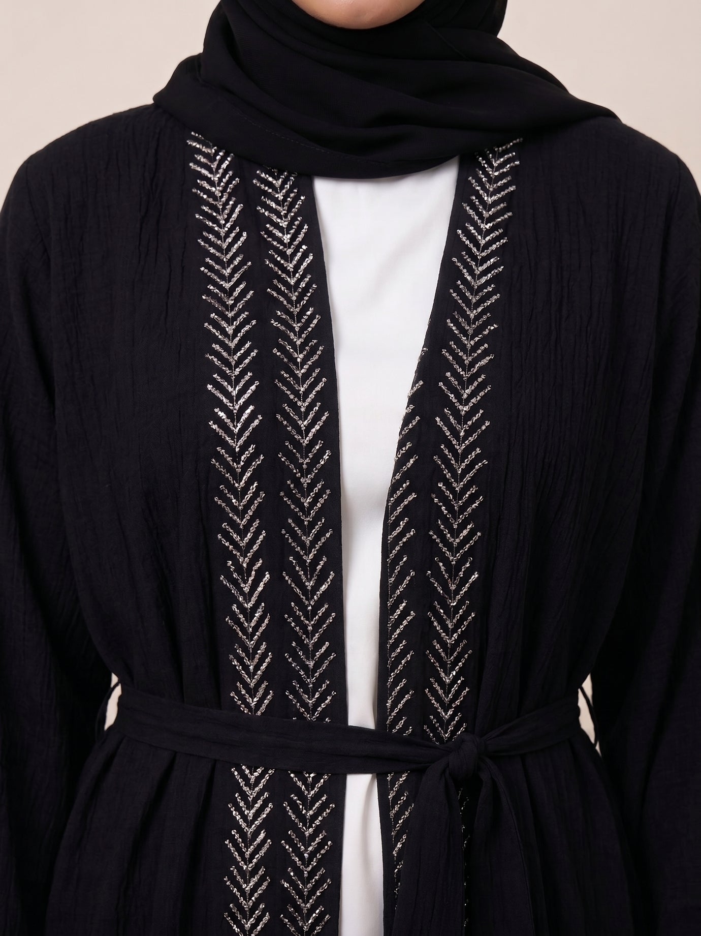 Reem Open Cotton Abaya - Black