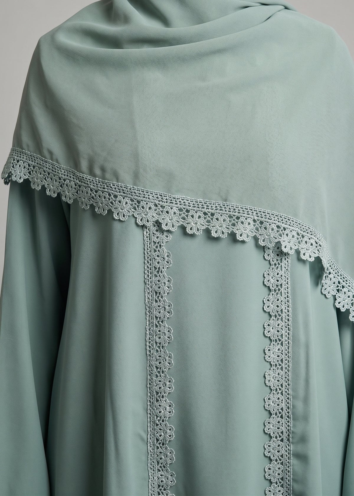 Zaina Lace Open Abaya - Mint Green
